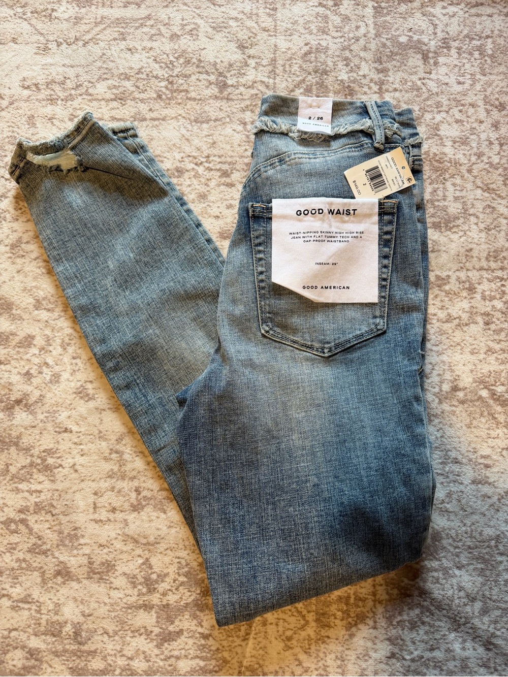 Good American Good Waist Skinny Jeans - Light Blue Denim NWT